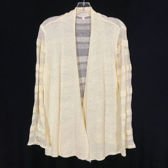 Eileen Fisher Linen Cardigan Light Lemon Yellow Open Front M - Picture 1 of 5